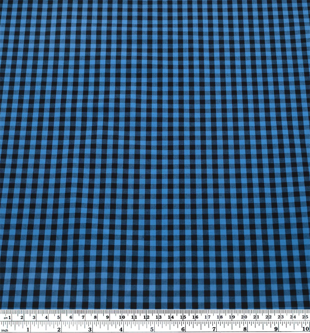 Confetti Mini Gingham Cotton Shirting - Capri/Black - Image 4