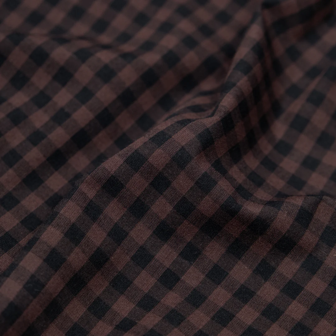 Confetti Mini Gingham Cotton Shirting - Clove/Black