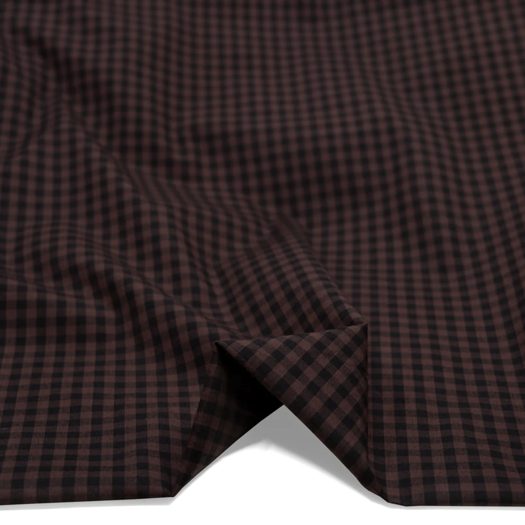 Confetti Mini Gingham Cotton Shirting - Clove/Black - Image 2