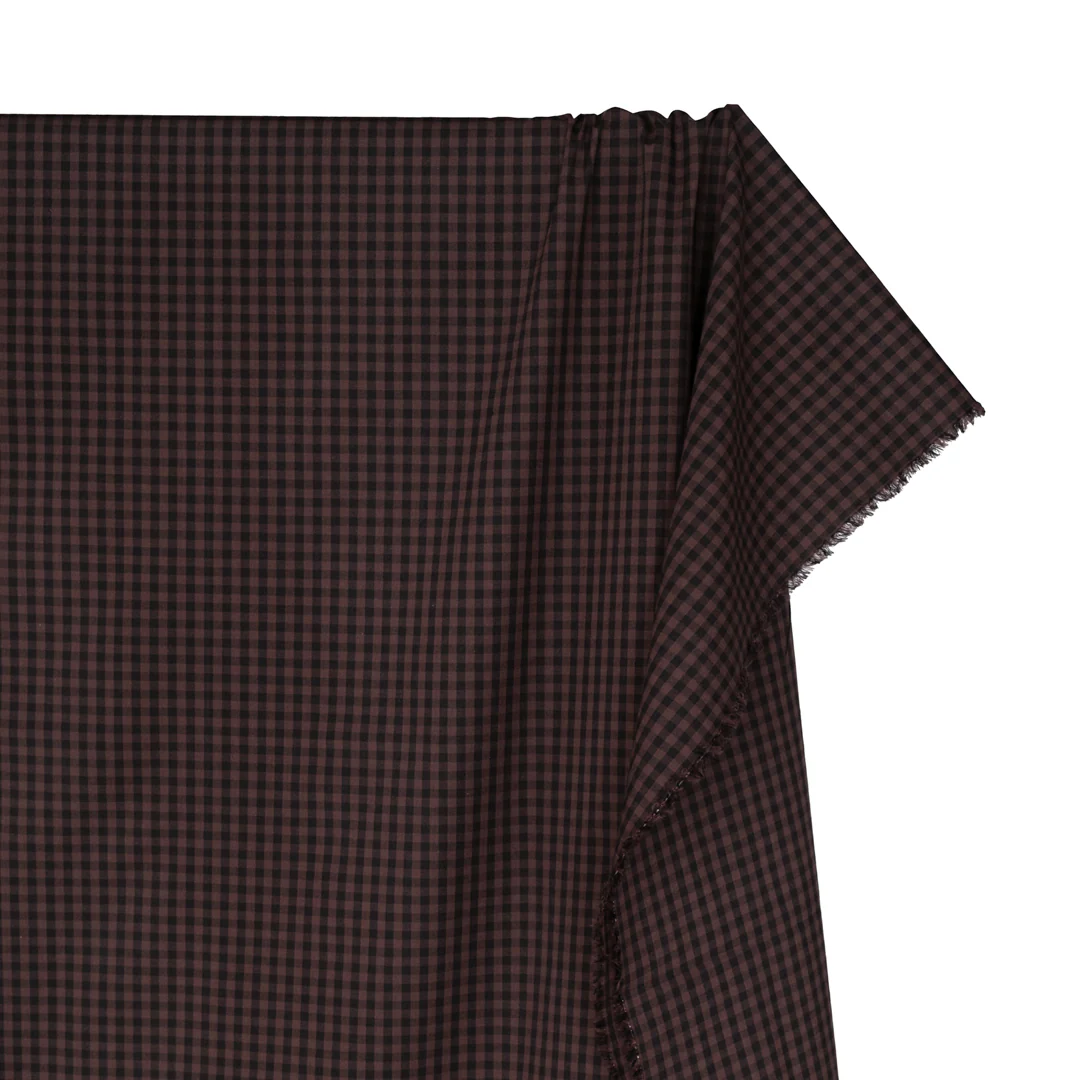 Confetti Mini Gingham Cotton Shirting - Clove/Black - Image 3