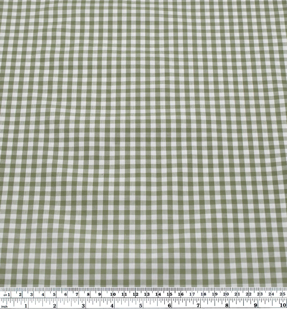 Confetti Mini Gingham Cotton Shirting - Fern/Ivory - Image 4