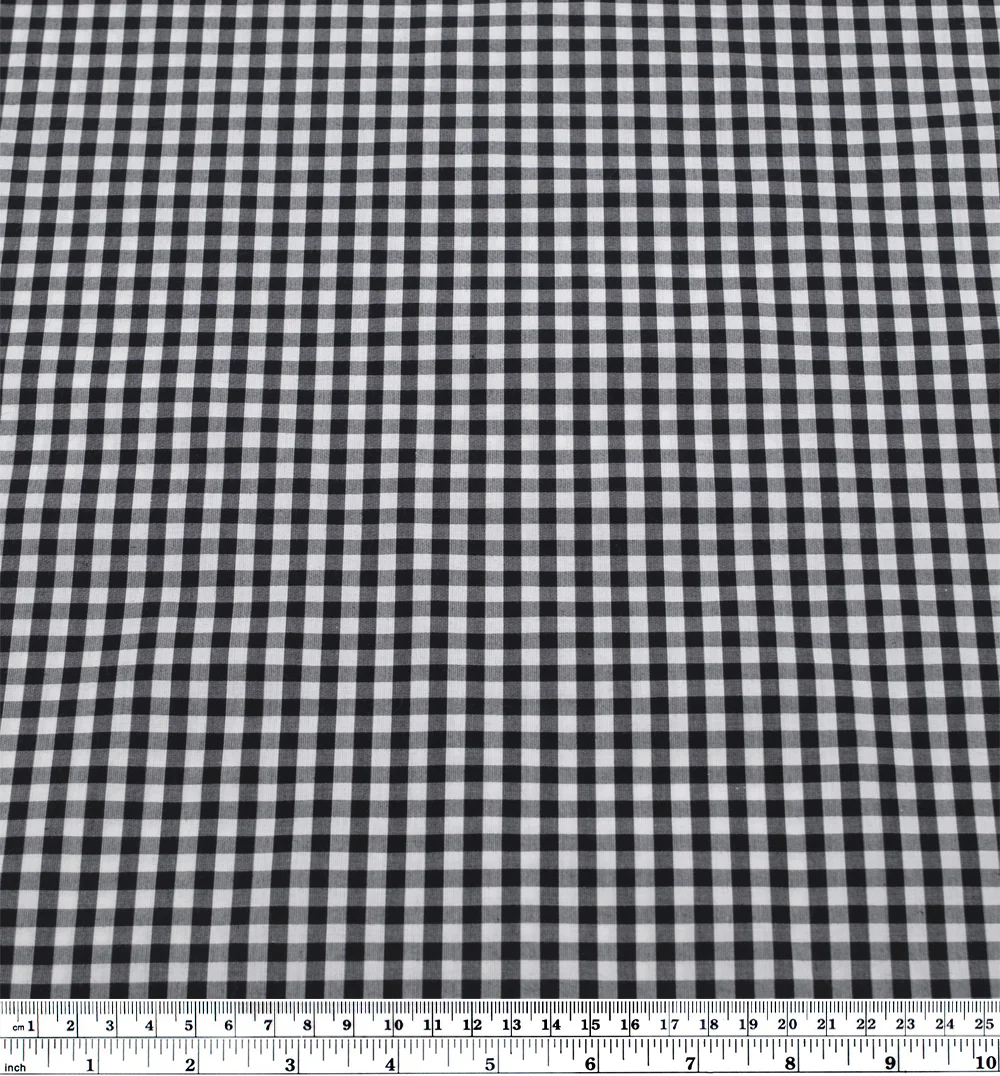 Confetti Mini Gingham Cotton Shirting - Ivory/Black - Image 4