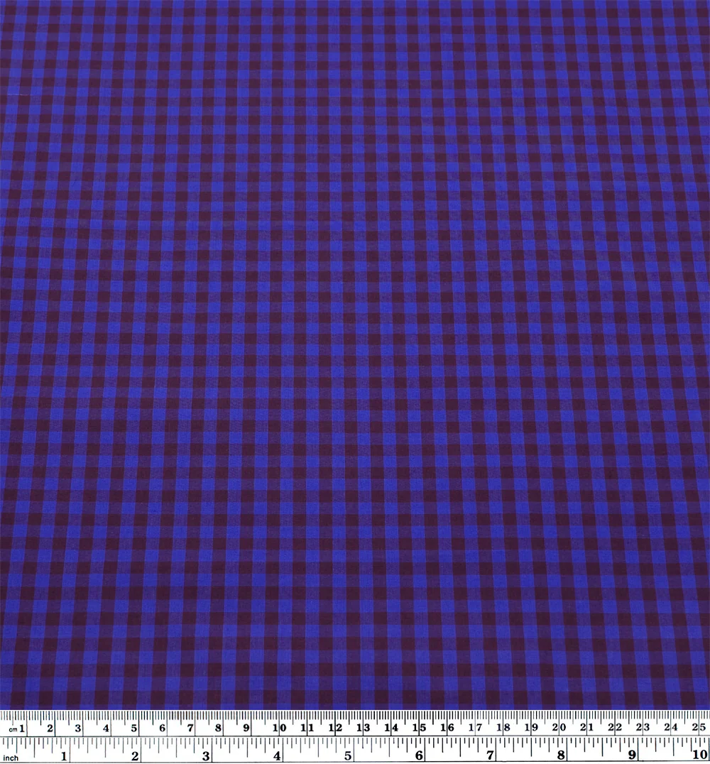 Confetti Mini Gingham Cotton Shirting - Lapis/Mulberry - Image 4