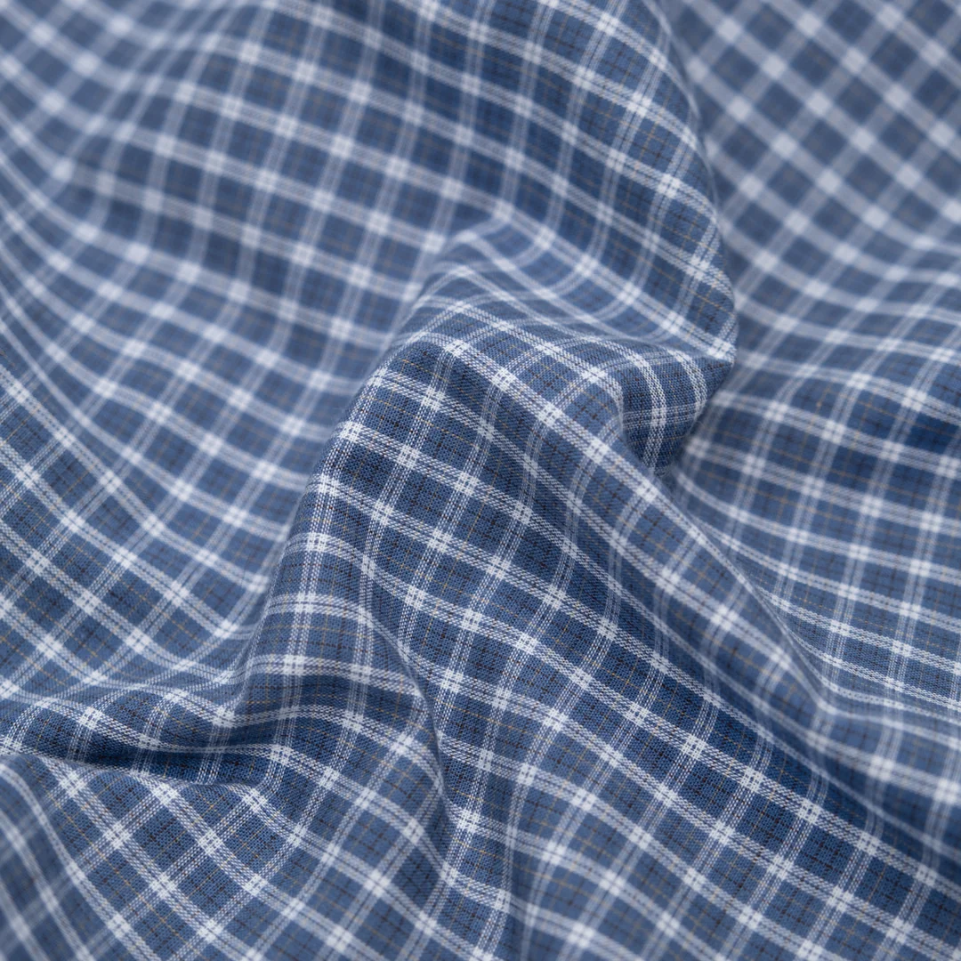 Corridor Mini Plaid Cotton Shirting - Blue Pool/White