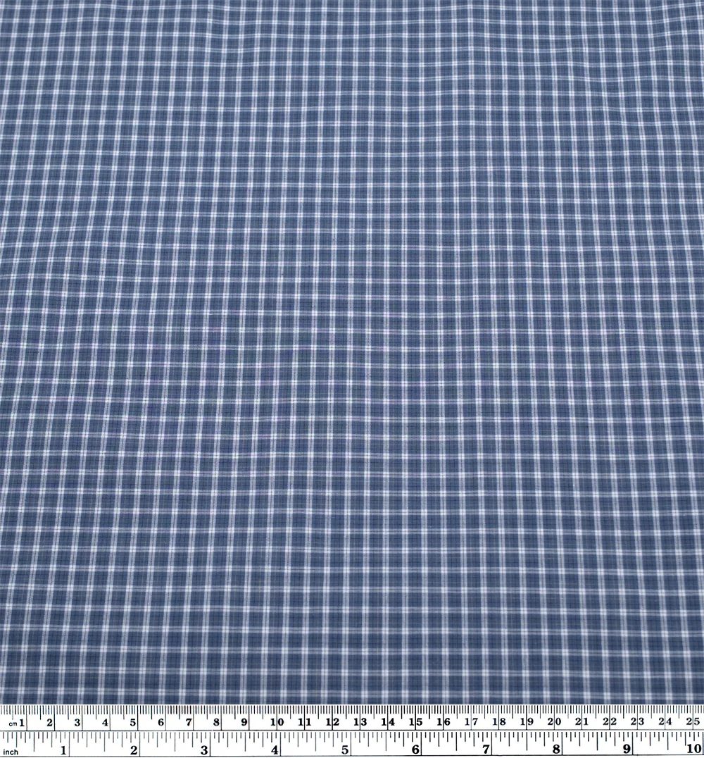 Corridor Mini Plaid Cotton Shirting - Blue Pool/White - Image 3