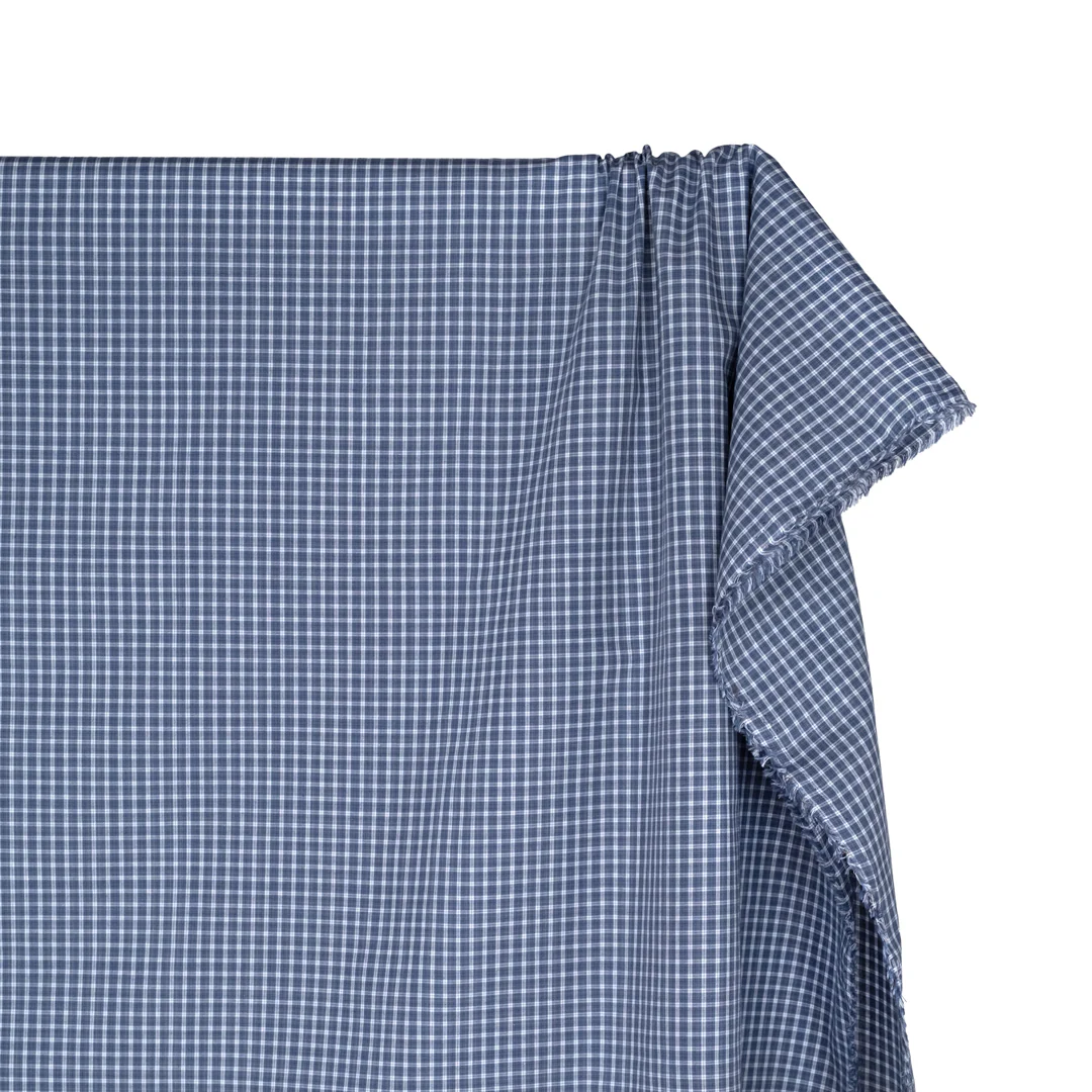 Corridor Mini Plaid Cotton Shirting - Blue Pool/White - Image 4