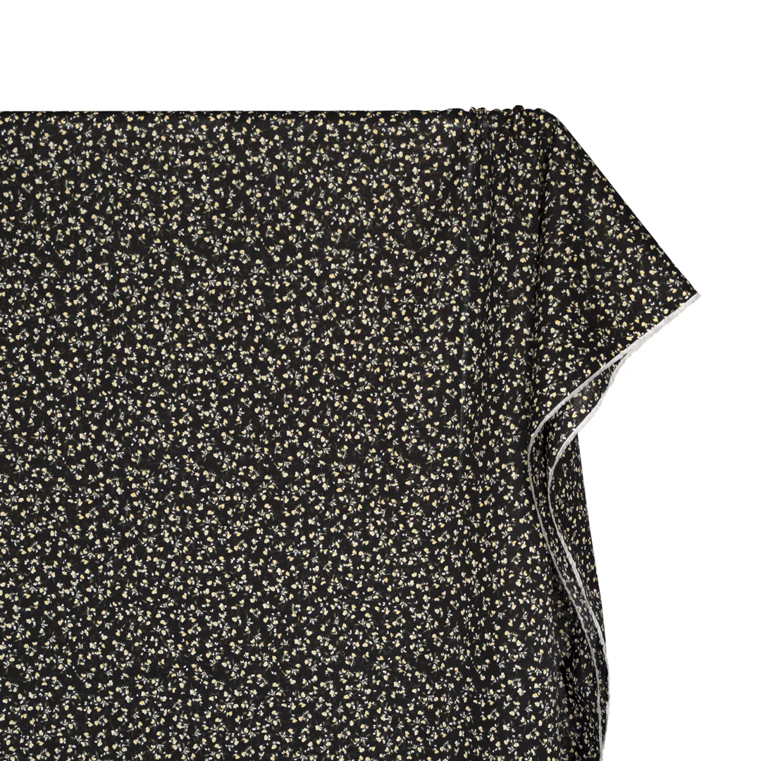 Cottage Sprigs Cotton Lawn - Black/Buttercup - Image 4