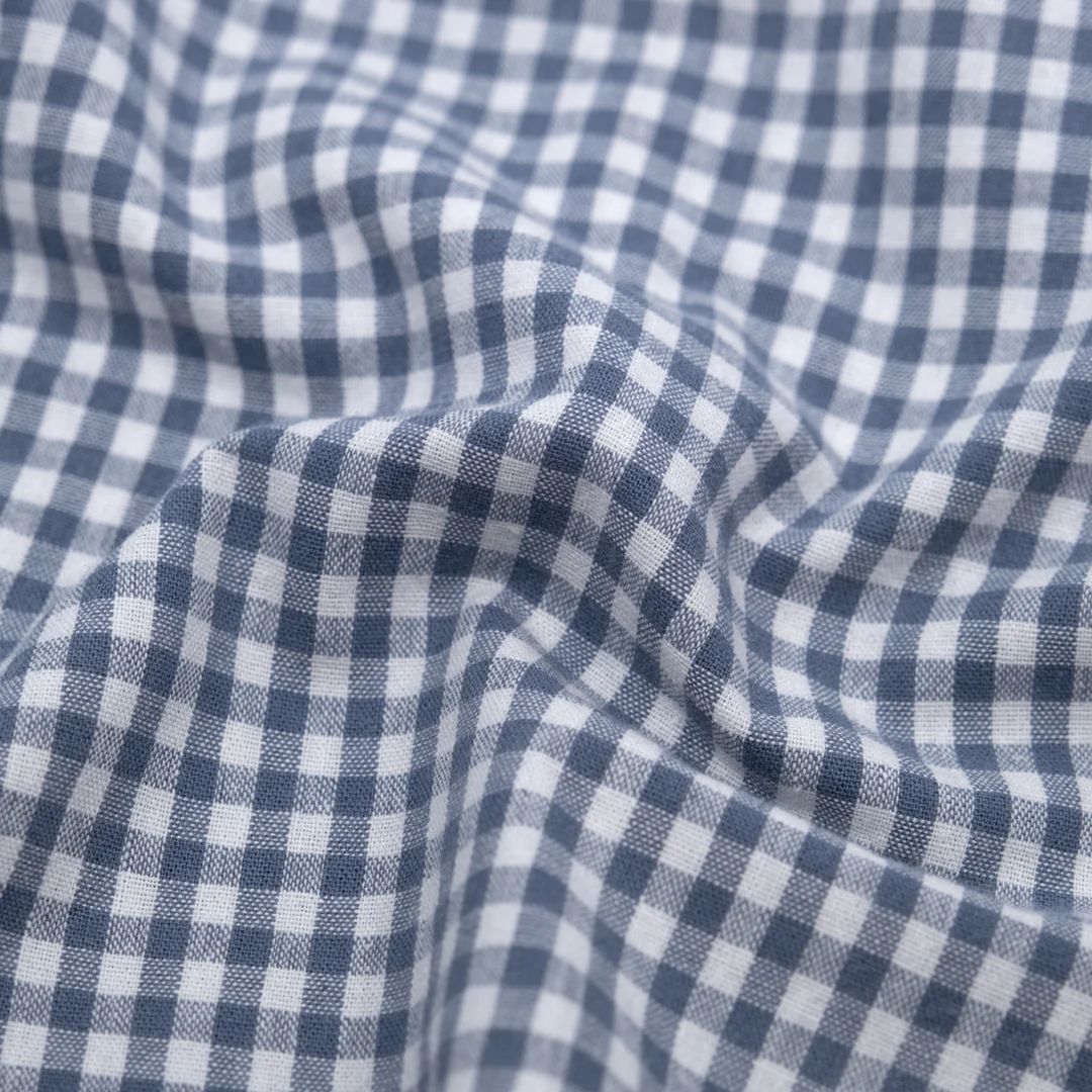 Country Gingham Washed Cotton - Bluestone/White