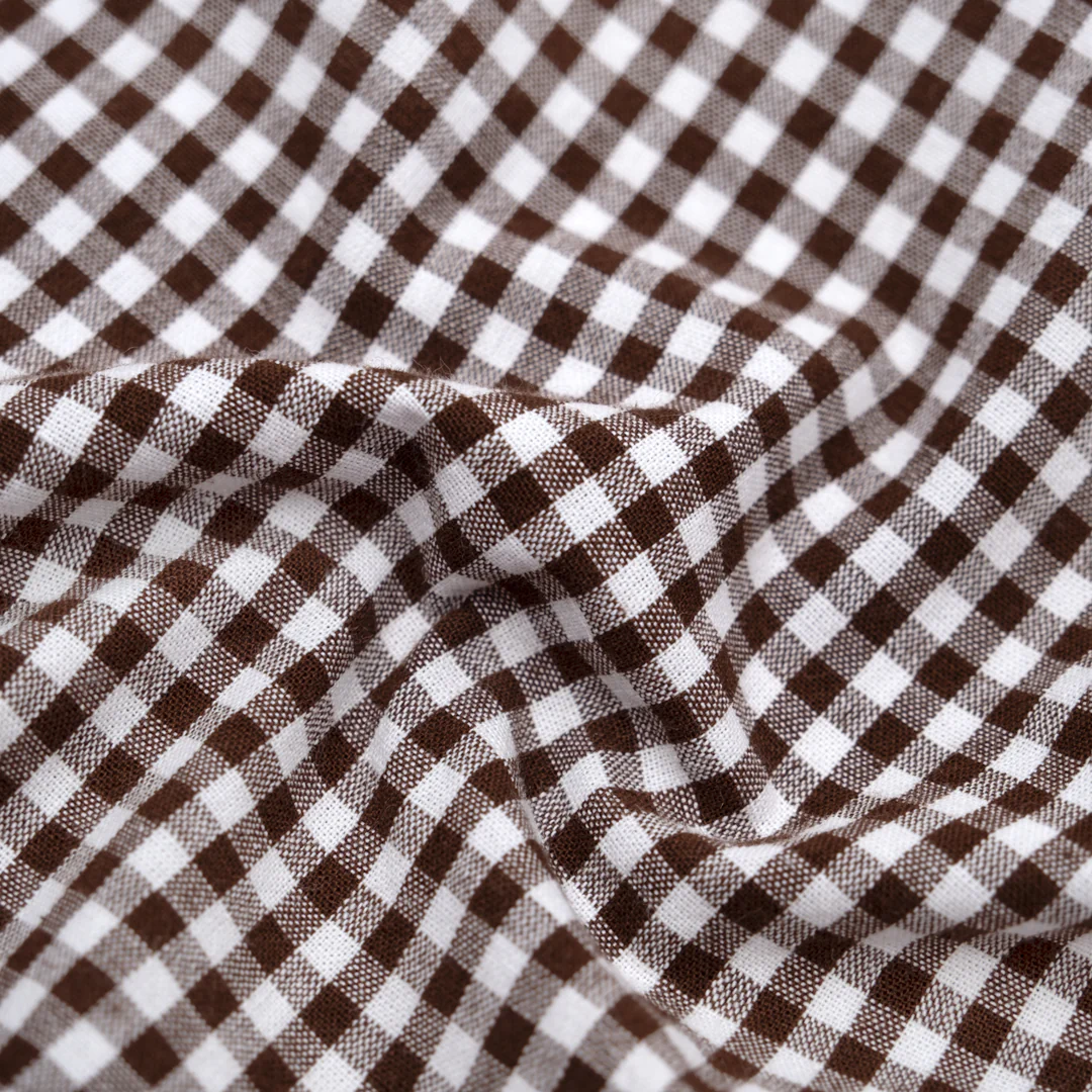 Country Gingham Washed Cotton - Coffee Bean/White