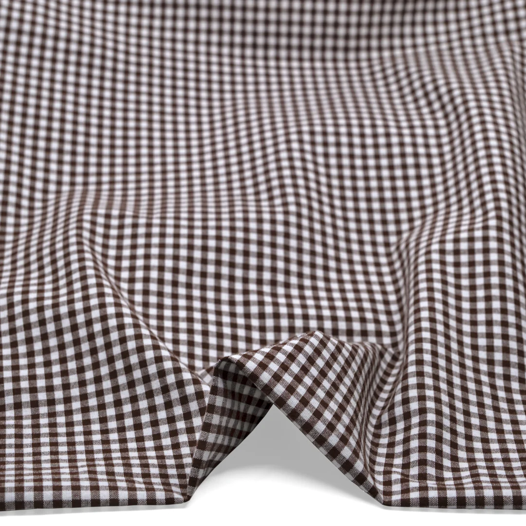 Country Gingham Washed Cotton - Coffee Bean/White - Image 2