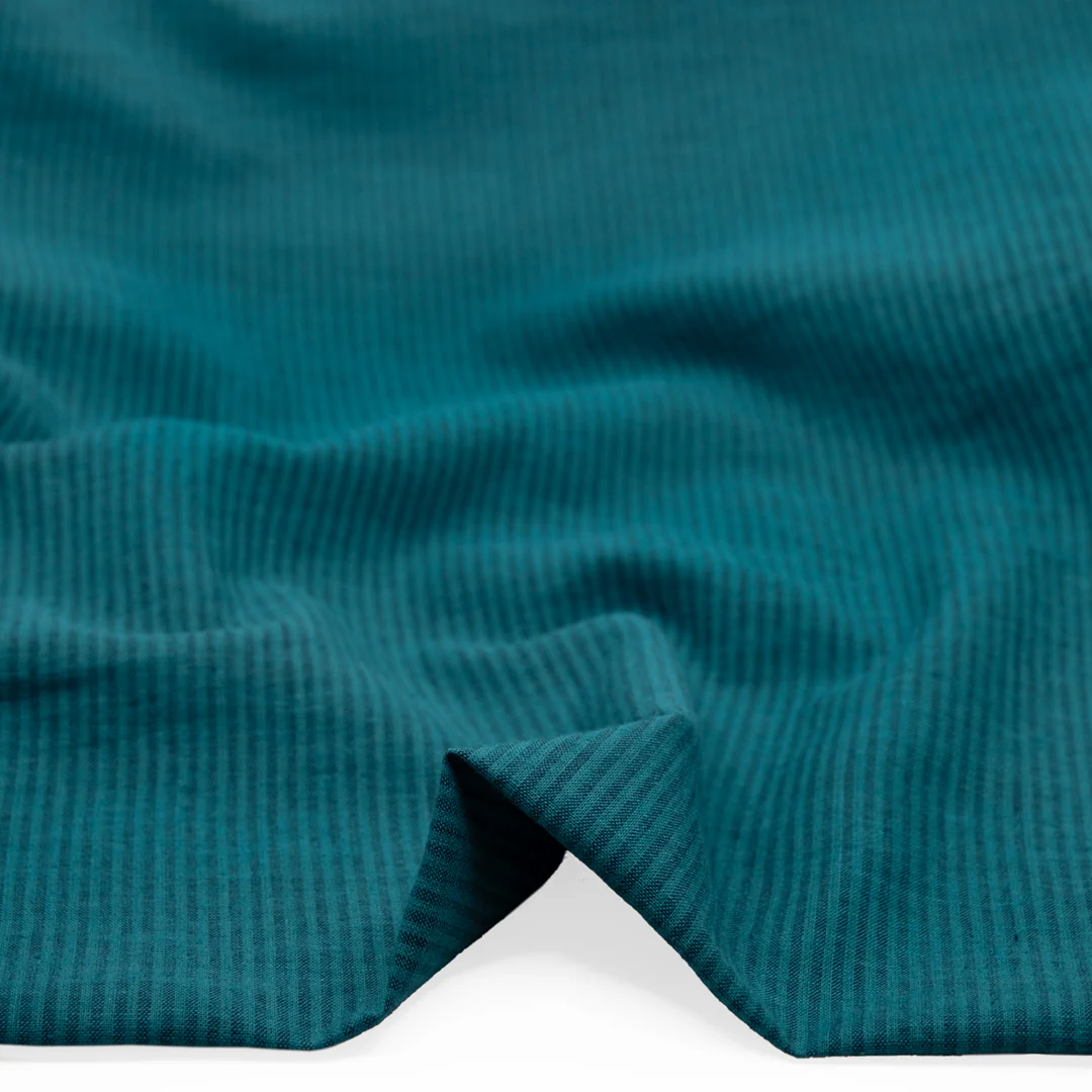 Couplet Stripe Yarn Dyed Cotton Linen - Harbour - Image 2