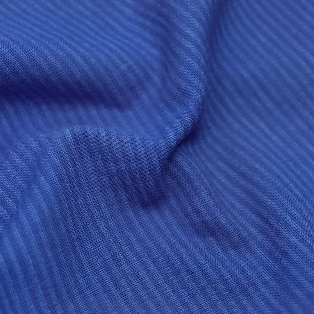 Couplet Stripe Yarn Dyed Cotton Linen - Lapis
