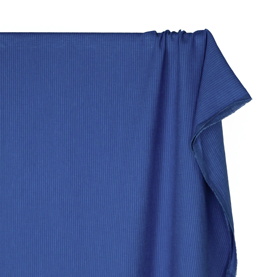 Couplet Stripe Yarn Dyed Cotton Linen - Lapis - Image 3