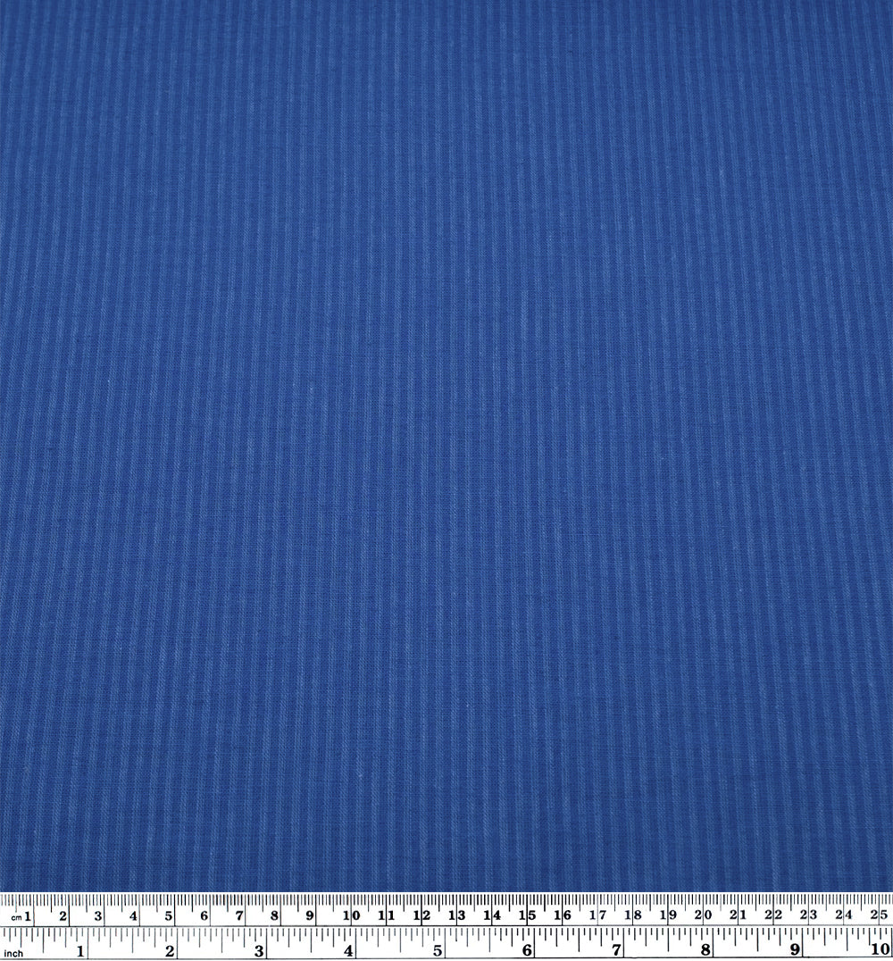 Couplet Stripe Yarn Dyed Cotton Linen - Lapis - Image 4