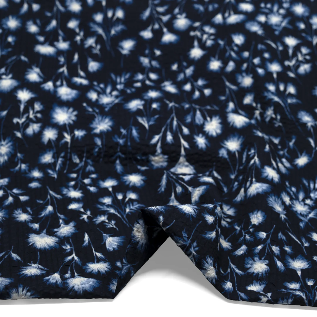 Cyanotype Crinkle Cotton - Indigo/Ivory - Image 2