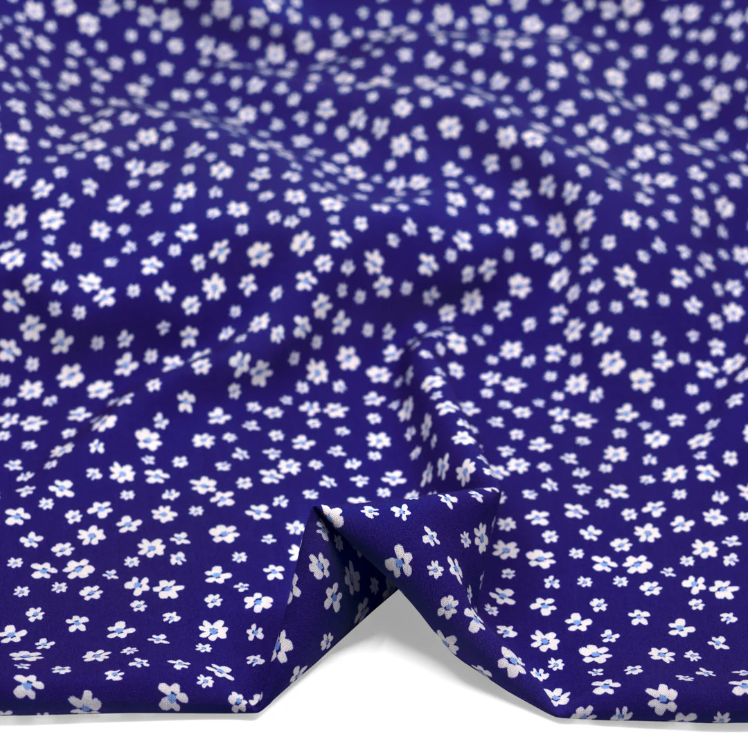 Daisy Daydream Viscose Challis - Azure/Ivory - Image 2
