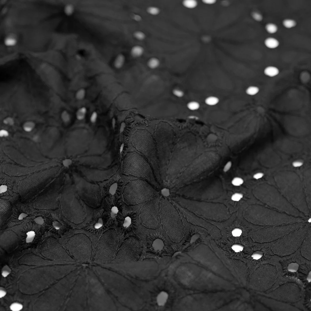 Daisy Pop Cotton Eyelet - Black