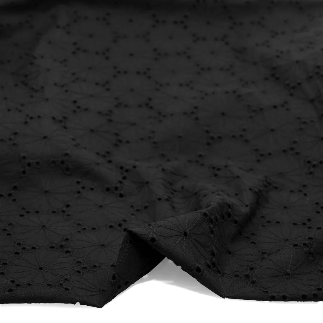 Daisy Pop Cotton Eyelet - Black - Image 2