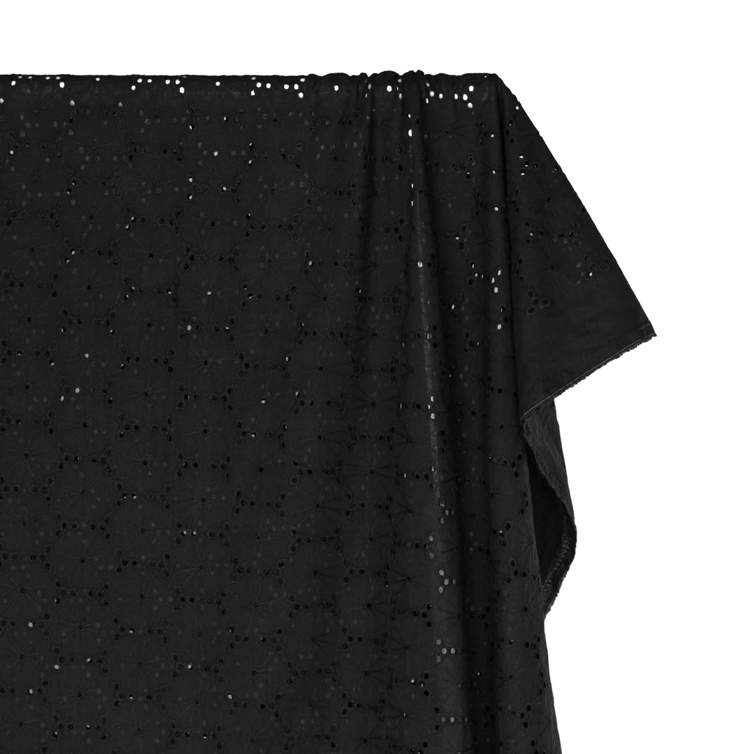 Daisy Pop Cotton Eyelet - Black - Image 3