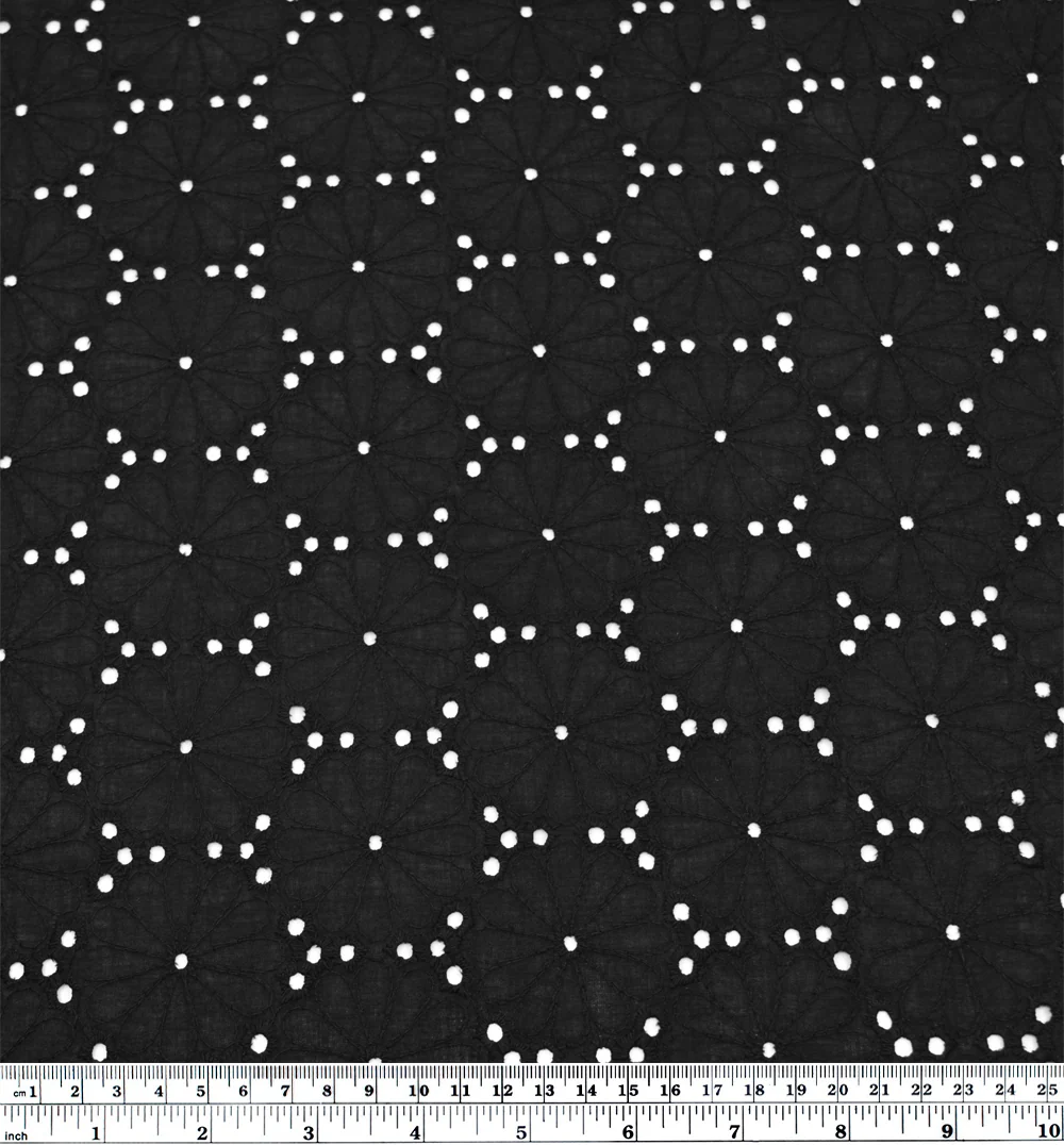 Daisy Pop Cotton Eyelet - Black - Image 4