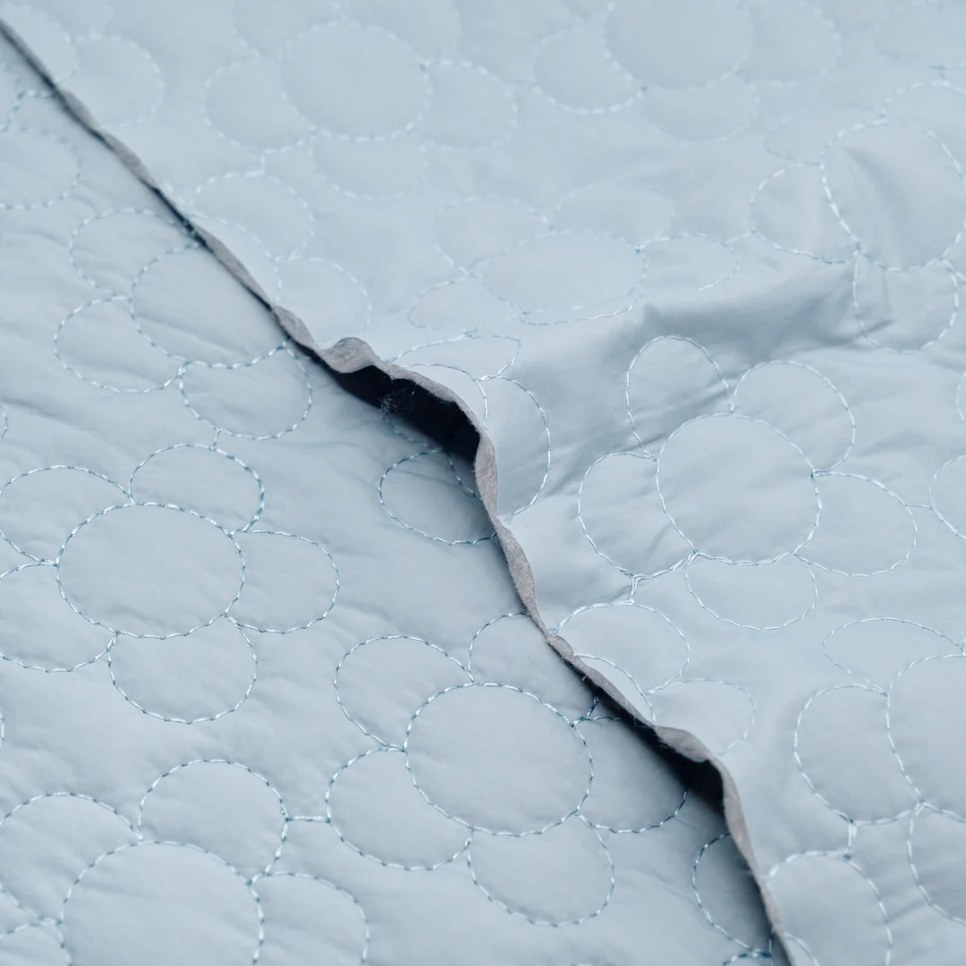 Daisy Quilted Nylon Puffer - Baby Blue