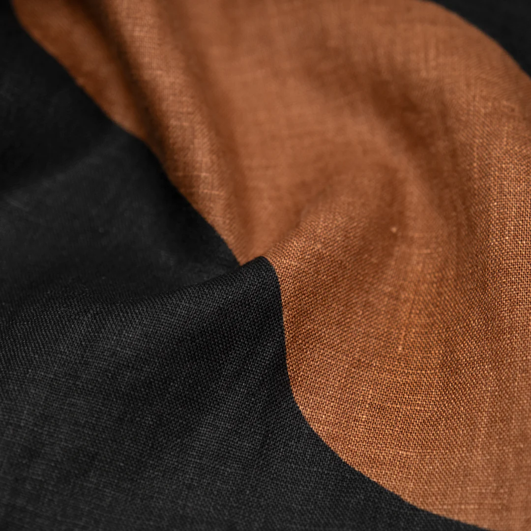 Dancing Beans Printed Linen - Black/Cinnamon/White - Image 3