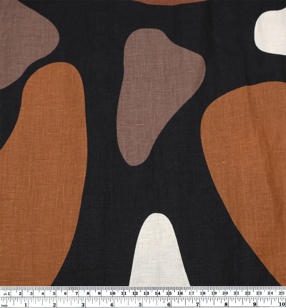 Dancing Beans Printed Linen - Black/Cinnamon/White - Image 4