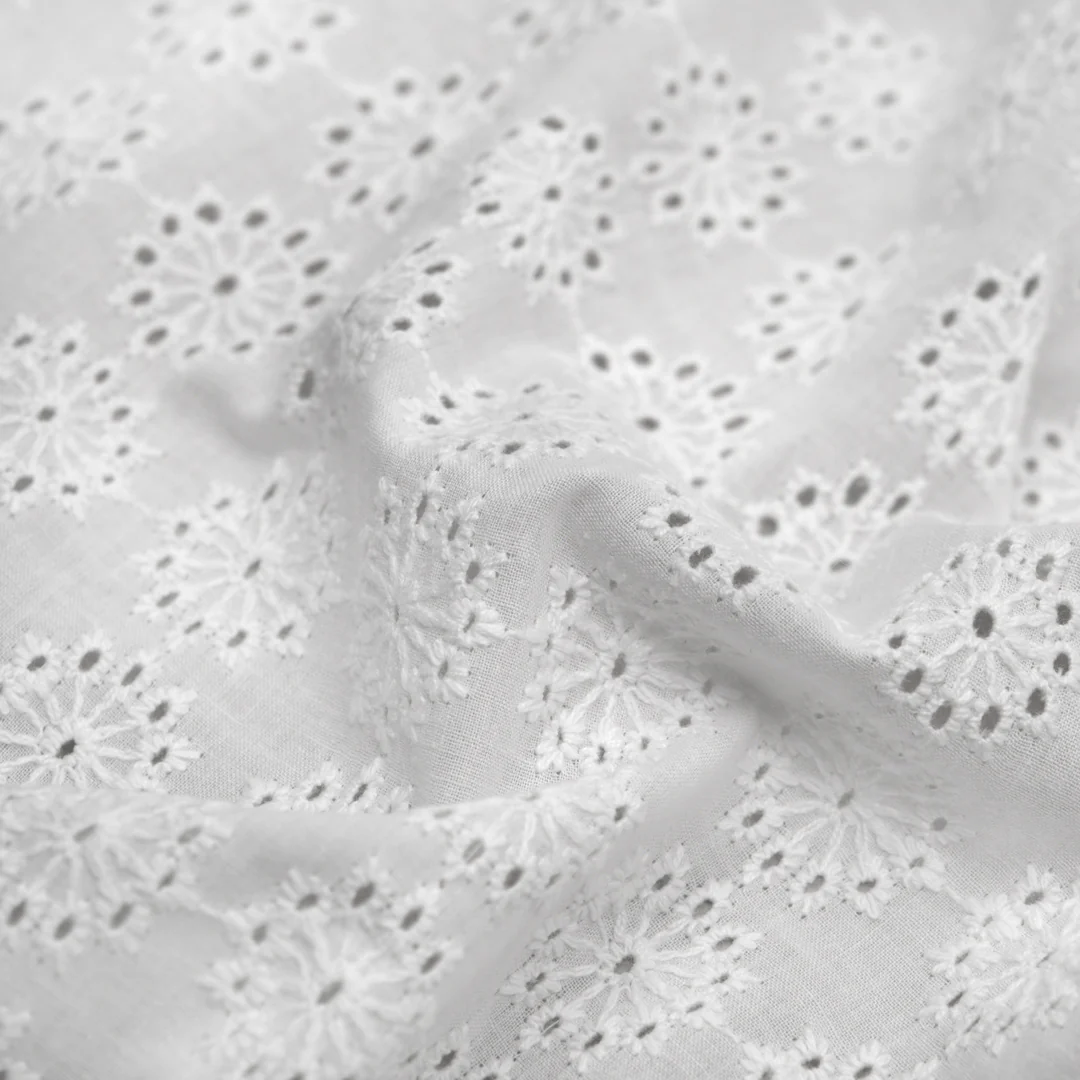 Dandelion Burst Cotton Eyelet - White