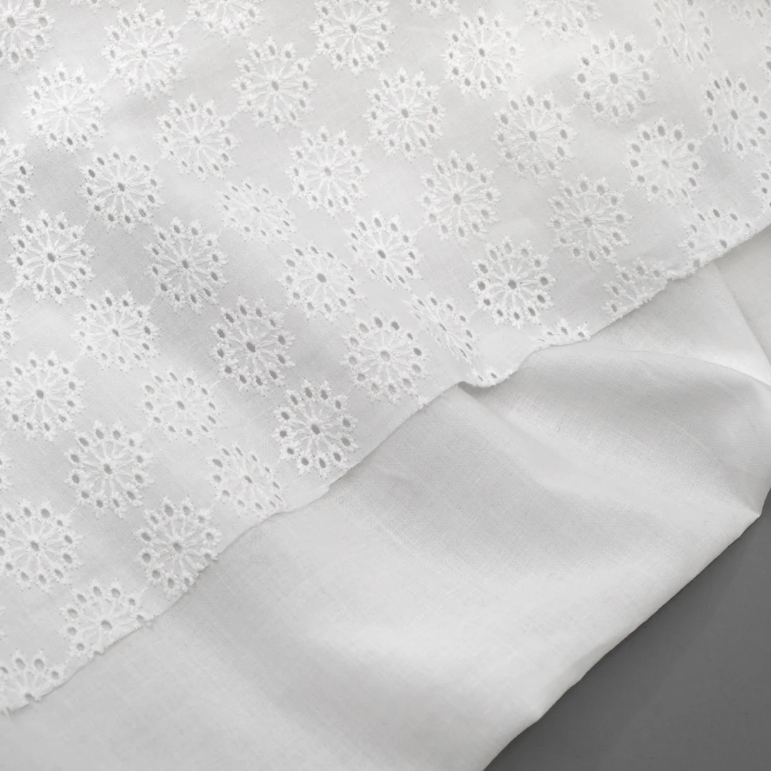 Dandelion Burst Cotton Eyelet - White - Image 4