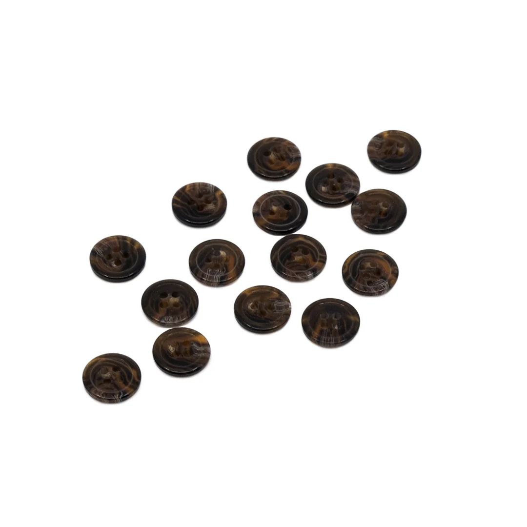 Dark Tortoiseshell 15mm Buttons - Set of 15