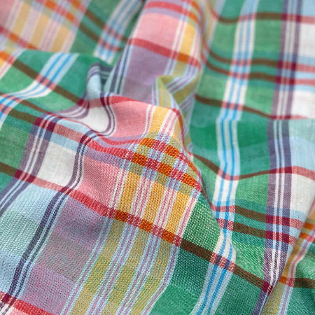 Daylight Plaid Cotton Shirting - Bubblegum/Pale Blue/Multi