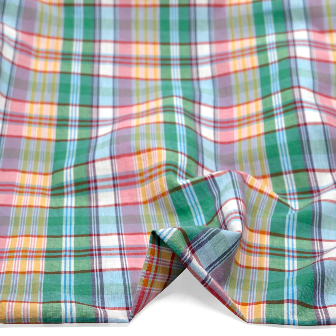 Daylight Plaid Cotton Shirting - Bubblegum/Pale Blue/Multi - Image 2