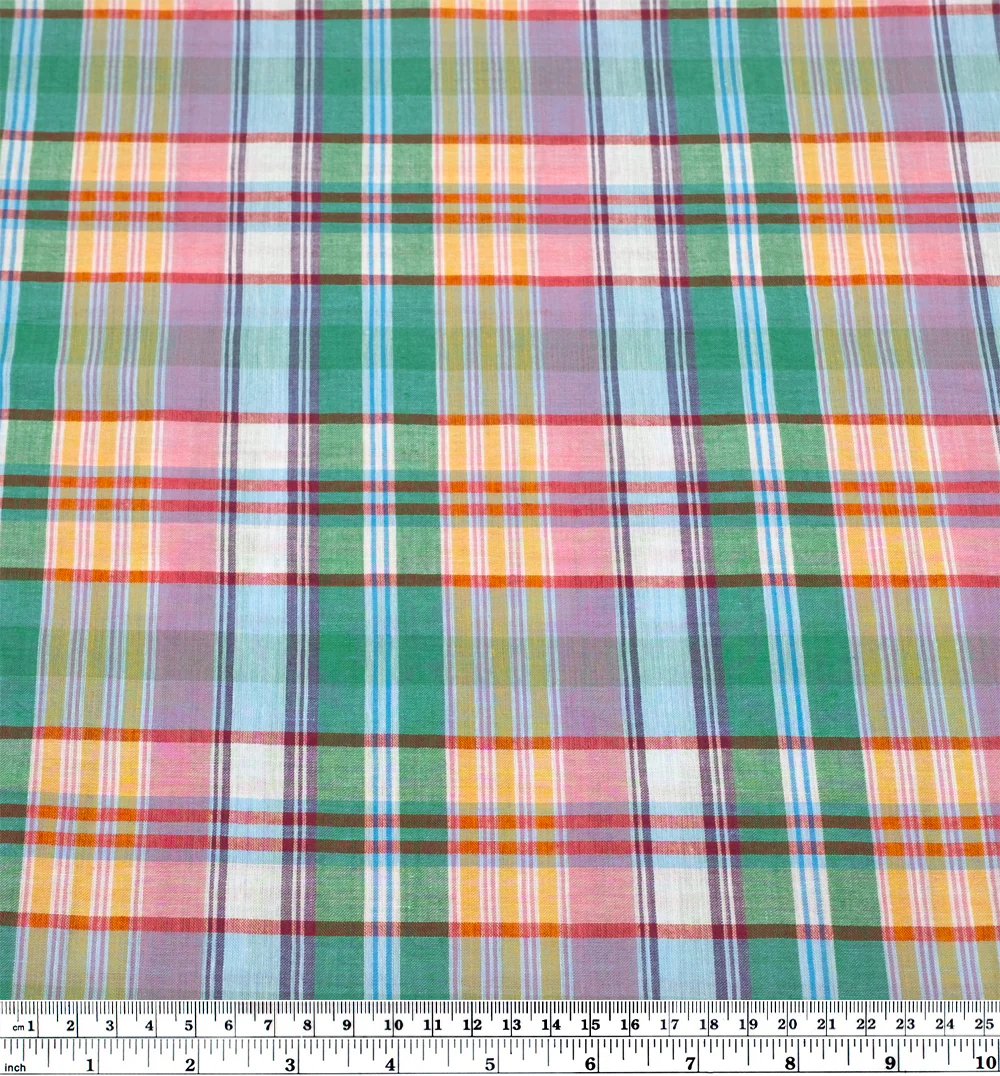 Daylight Plaid Cotton Shirting - Bubblegum/Pale Blue/Multi - Image 3
