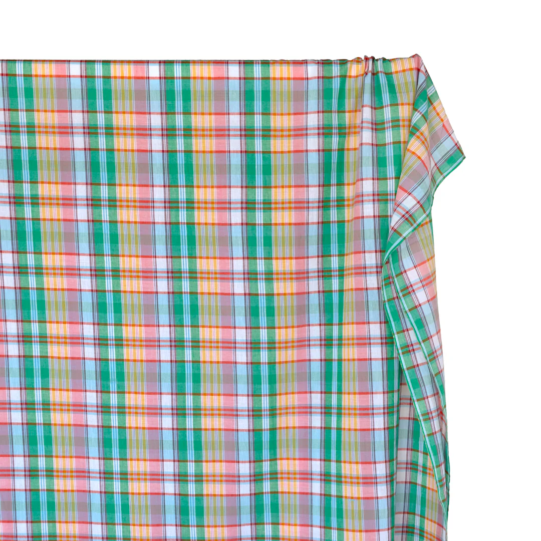 Daylight Plaid Cotton Shirting - Bubblegum/Pale Blue/Multi - Image 4