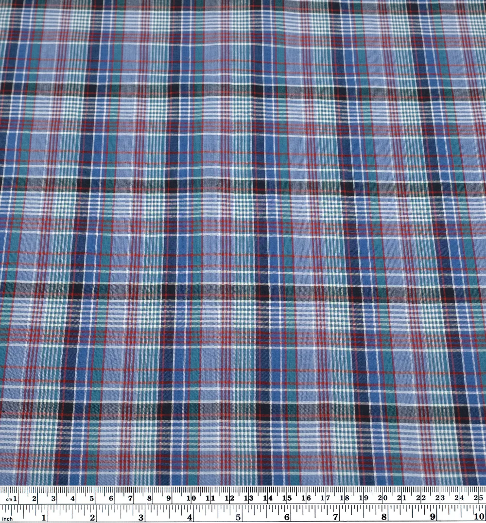 Daylight Plaid Cotton Shirting - Powder Blue/Harbour/Madder - Image 3