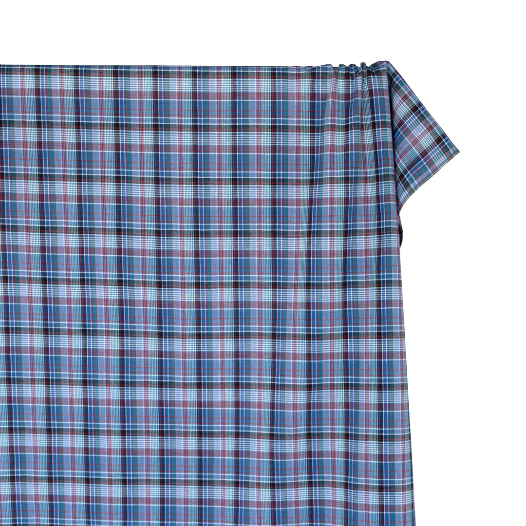 Daylight Plaid Cotton Shirting - Powder Blue/Harbour/Madder - Image 4