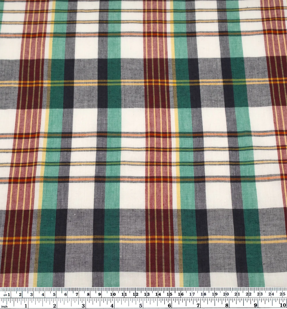 Daylight Plaid Cotton Shirting - White/Viridian/Charcoal - Image 3
