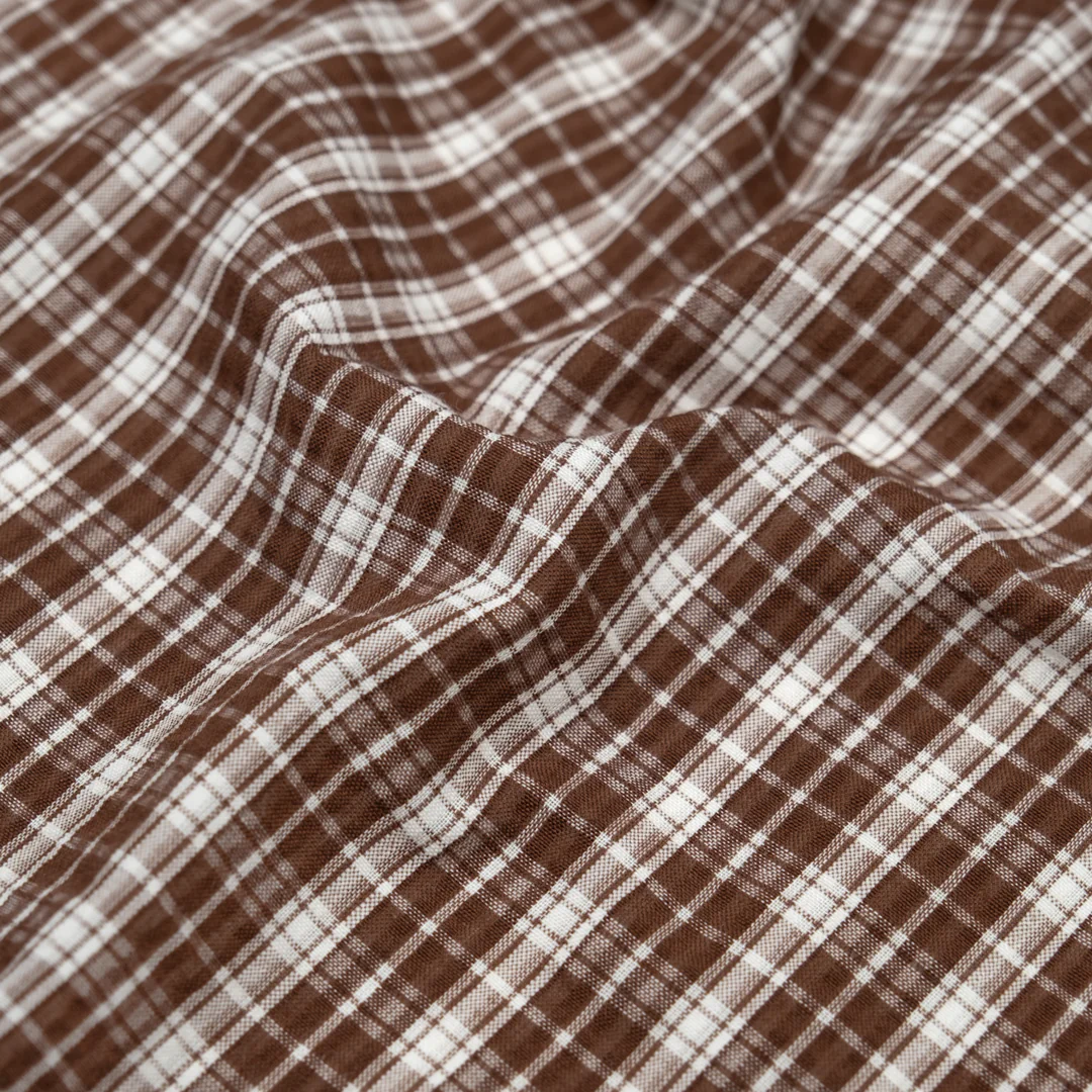 Daytrip Plaid Poly Cotton Seersucker - Clove