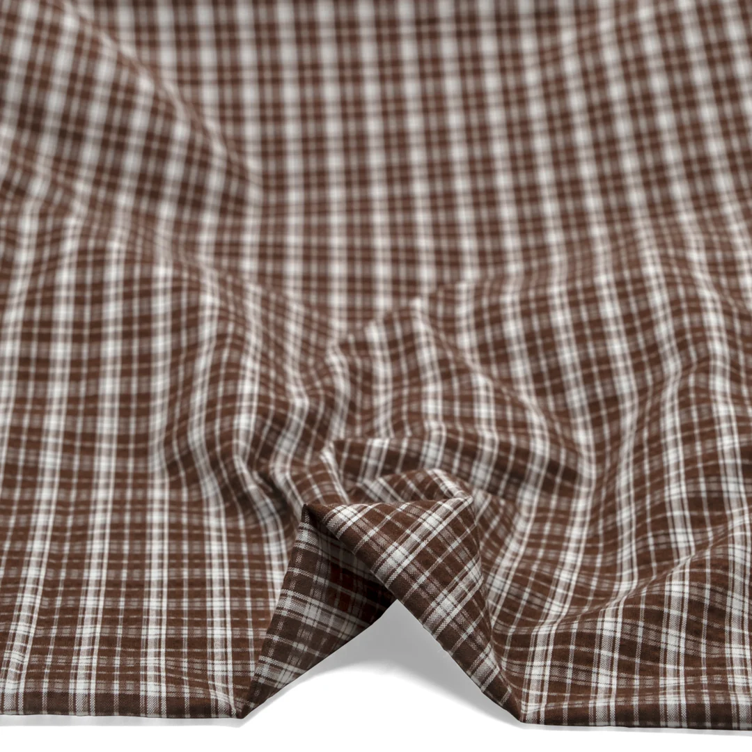 Daytrip Plaid Poly Cotton Seersucker - Clove - Image 2
