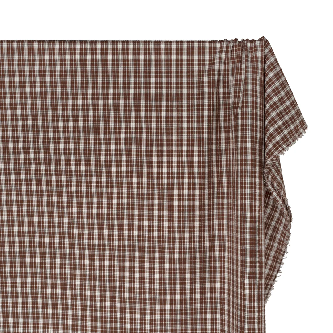 Daytrip Plaid Poly Cotton Seersucker - Clove - Image 4