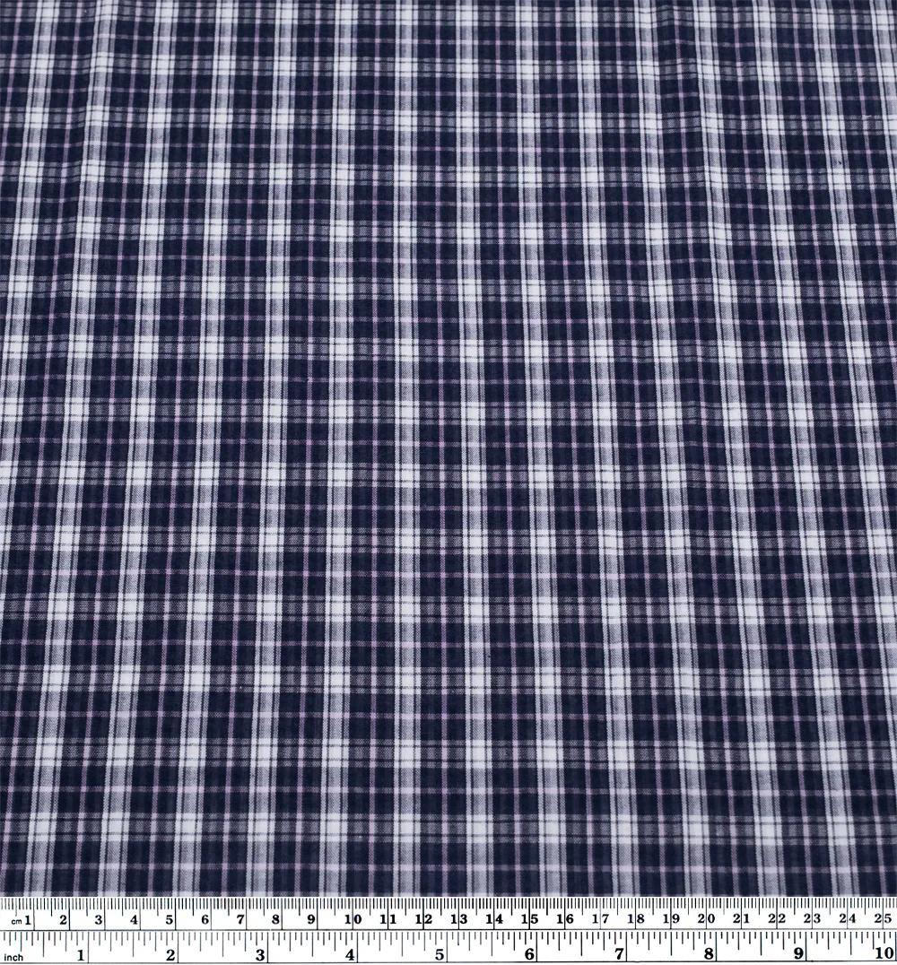 Daytrip Plaid Poly Cotton Seersucker - Midnight Blue - Image 3
