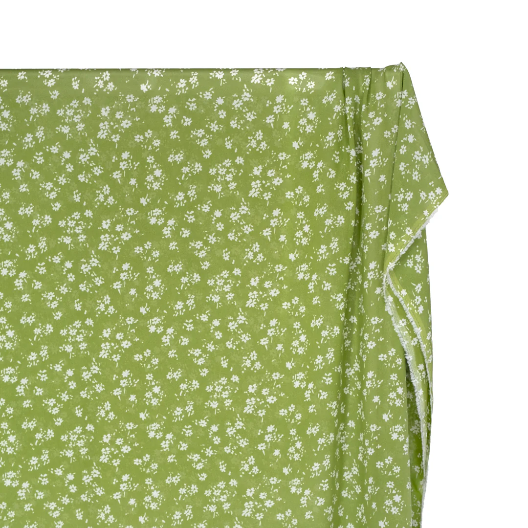 Deadstock April Viscose Georgette - Spring Green/White - Image 4
