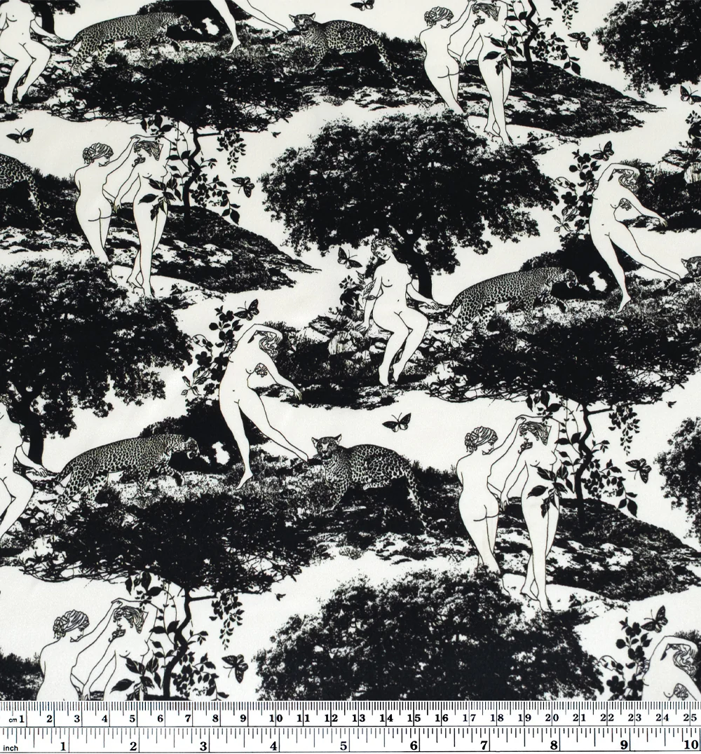 Deadstock Au Naturel Silk Charmeuse - White/Black - Image 4
