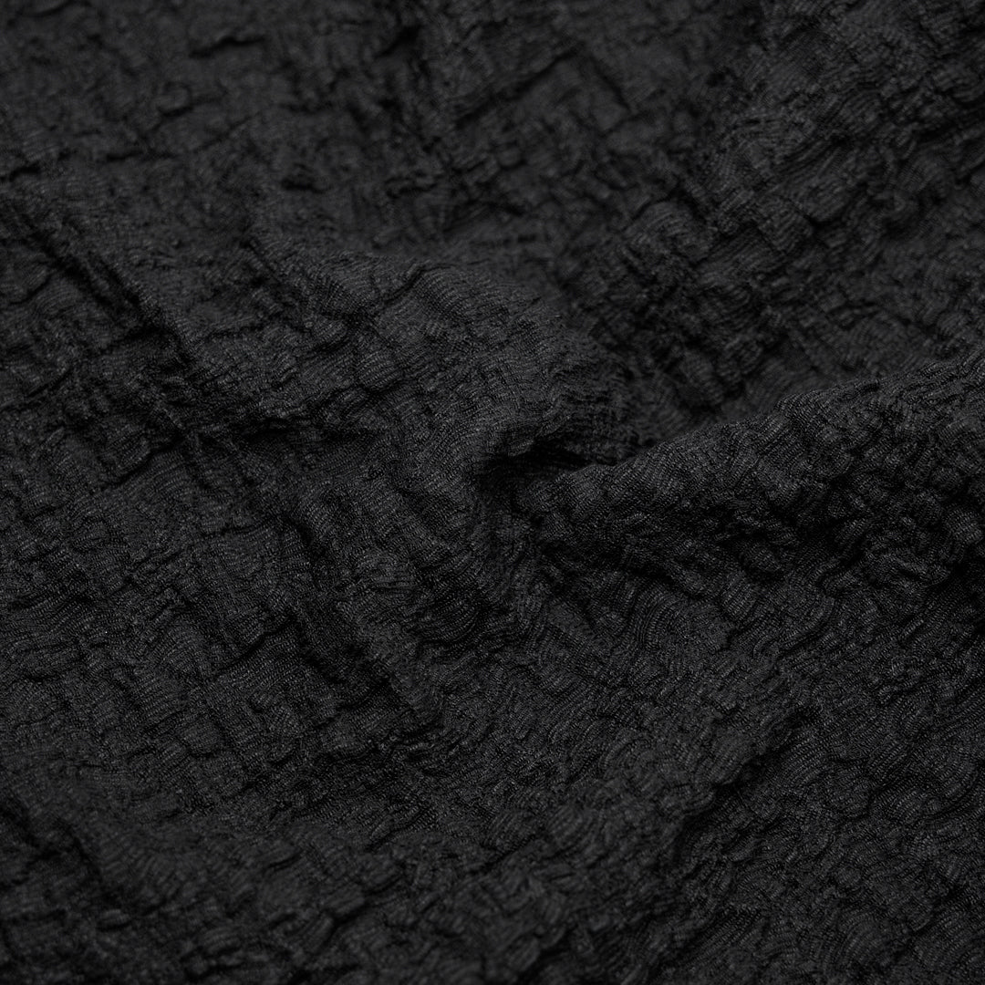 Deadstock Bubble Smocked Nylon Cotton Blend - Black