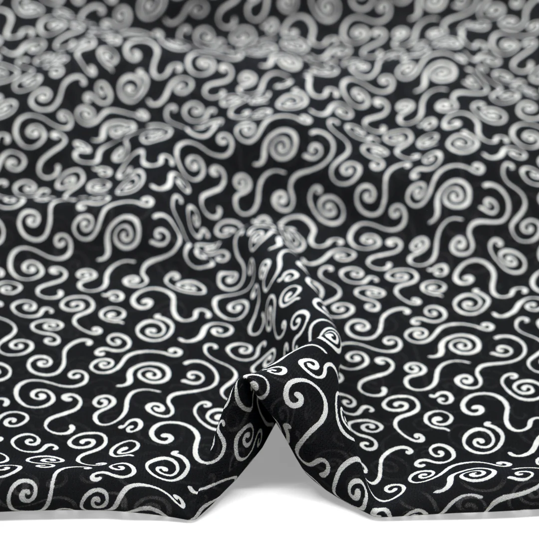 Deadstock Curly Whirly Viscose Georgette - Black/White - Image 2