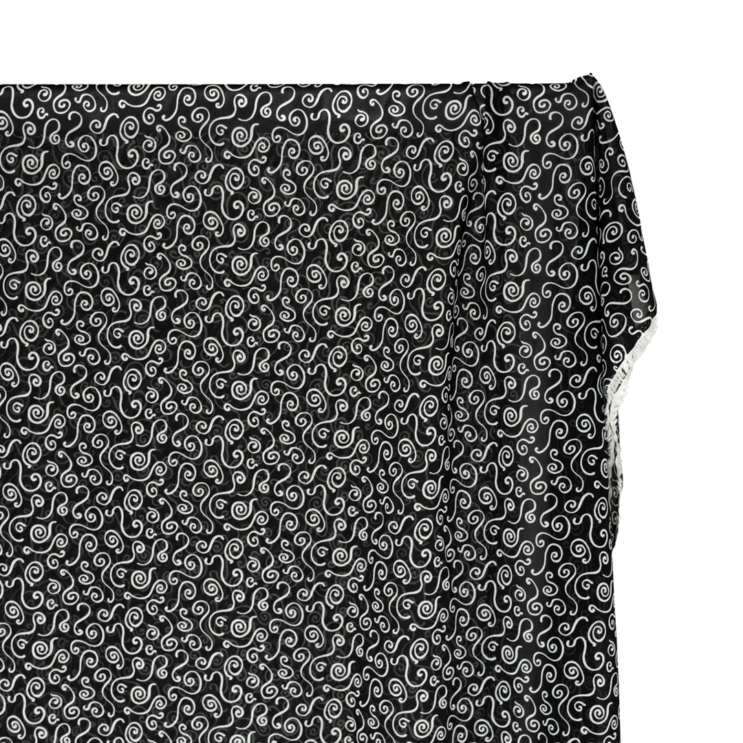Deadstock Curly Whirly Viscose Georgette - Black/White - Image 4