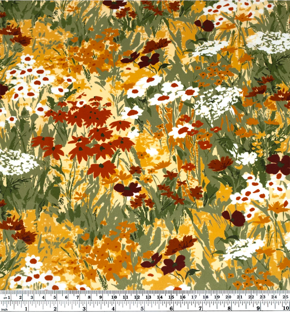 Deadstock Enchanted Meadow Silk Charmeuse - Buttercup/Grass/Red Clay - Image 4