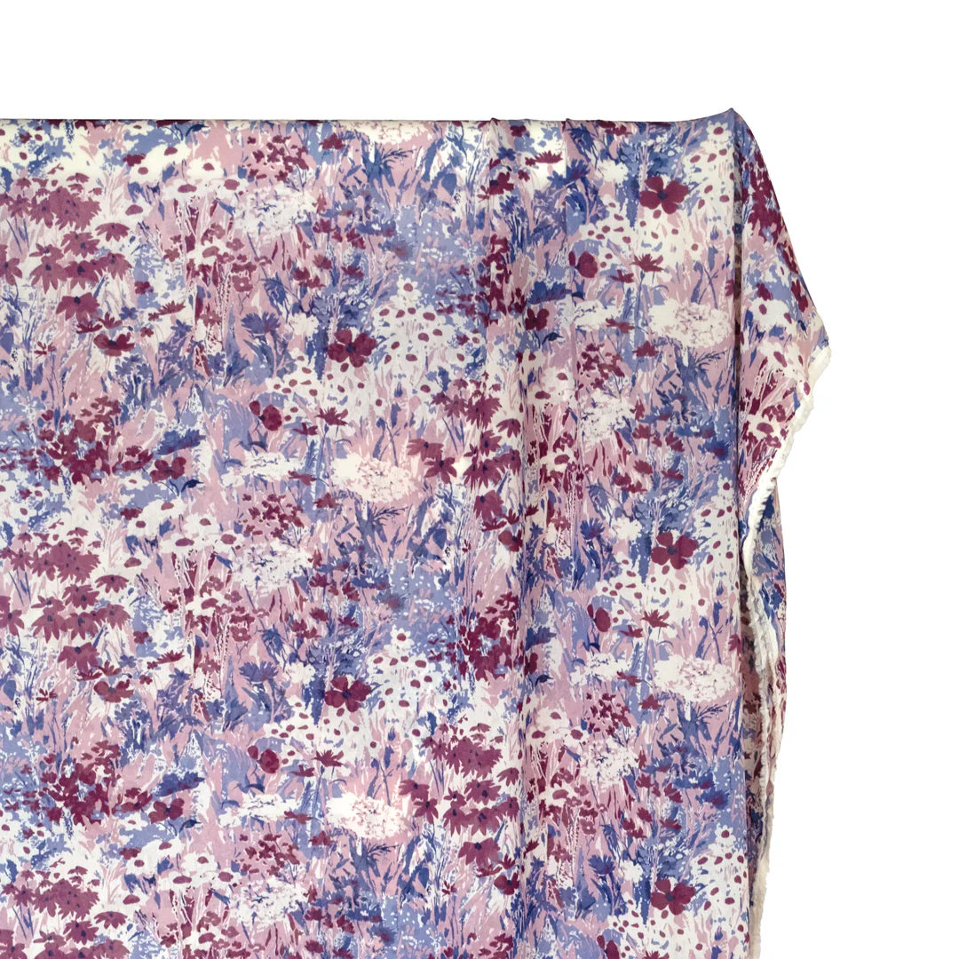 Deadstock Enchanted Meadow Viscose Georgette - Sweet Pea/Periwinkle/White - Image 2