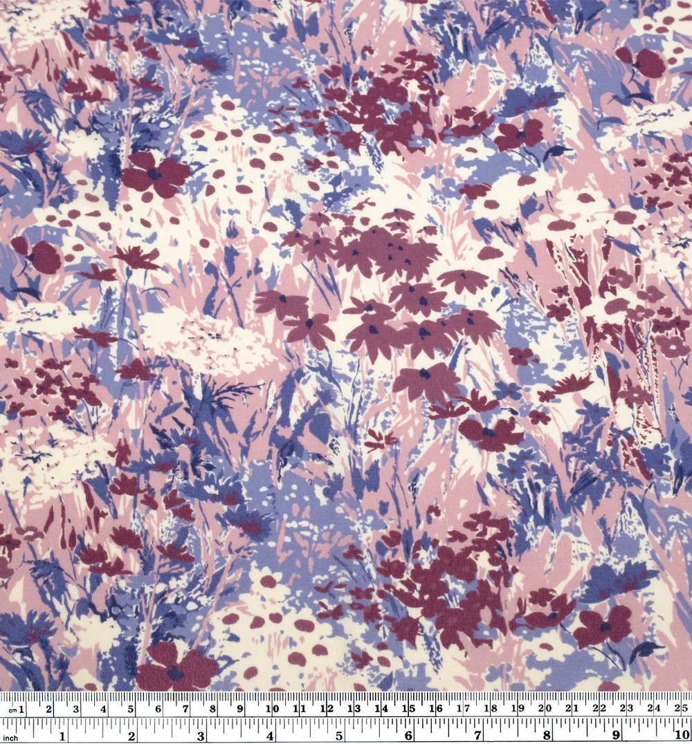 Deadstock Enchanted Meadow Viscose Georgette - Sweet Pea/Periwinkle/White - Image 4
