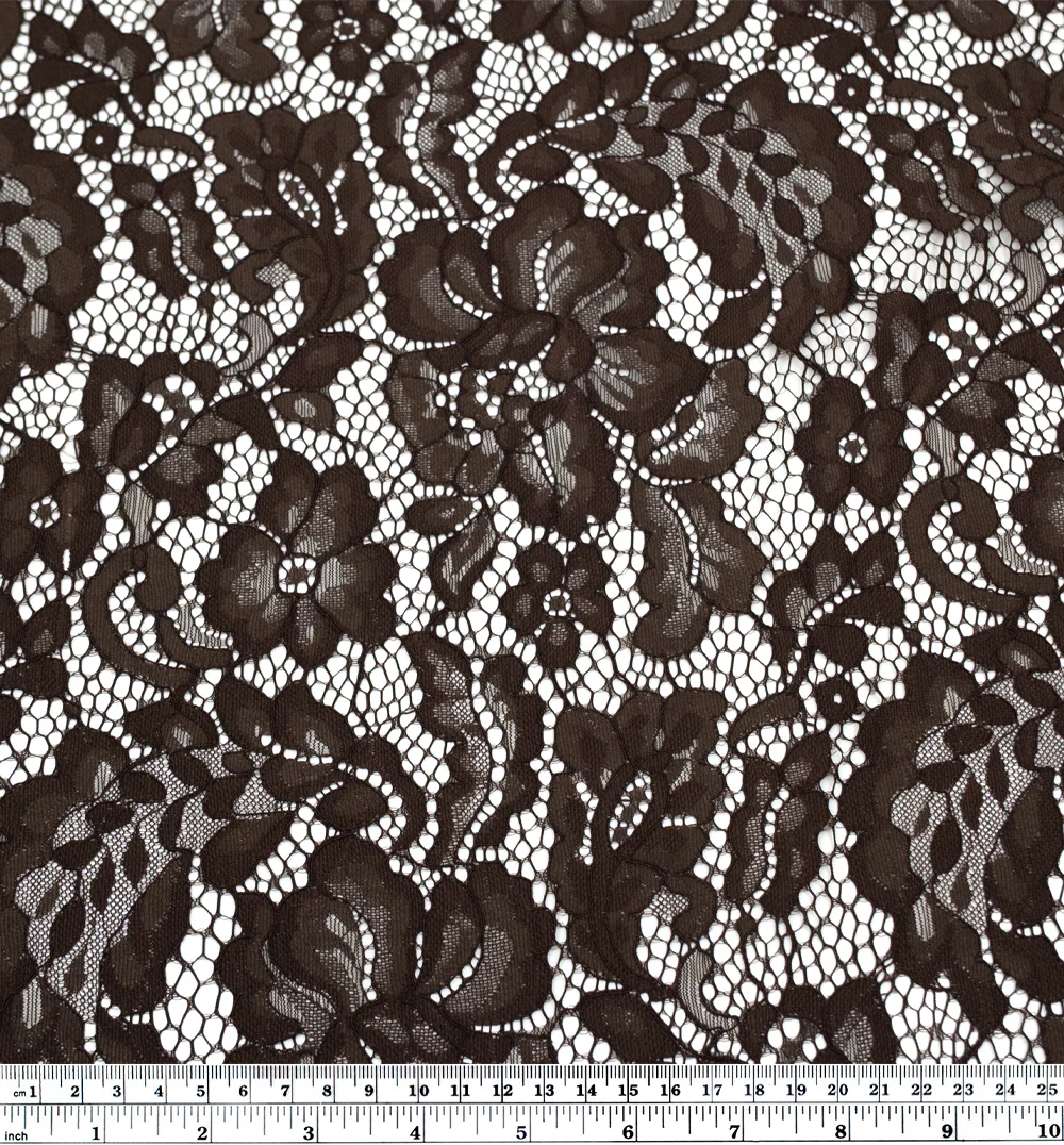 Deadstock Fine Corded Lace - Espresso - 1.4m Panel - Image 3